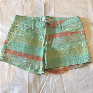 Turquoise Aztec Jean Shorts